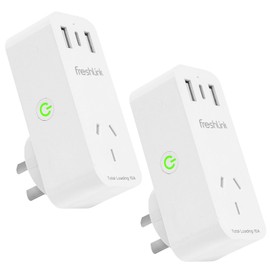 Smart Plug 10A FreshLink Smart Indoor Socket Wi-Fi Bluetooth with Remote Control,Timer, Energy Monitoring, Compatible with Alexa & Google Home, SAA Certified, 2.4GHz WiFi Only (USB -2 Pack)