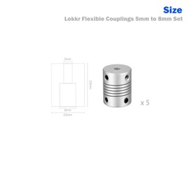 Lokkr 5PCS Flexible Couplings 5mm to 8mm Set, Aluminum Connector Flexible Coupler for 3D Printer CNC Machine, DIY Encoder and Servo Stepped Motor