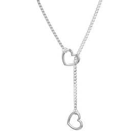 RWQIAN Adjustable Slip Chain Women's Heart/O-Ring/Lock Slip Chain Punk Gothic Cuban Necklace Silver/Gold/Black Jewellery Y Necklace 26-34 Inches, Stainless Steel