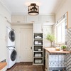 Rustic Semi Flush Mount Ceiling Light with Shade, Black Metal