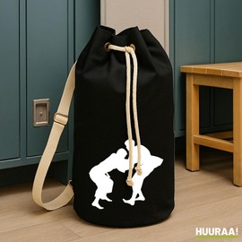 Huuraa Judo Silhouette Duffel Bag 20 Litres Black Cotton Judo Gift Idea