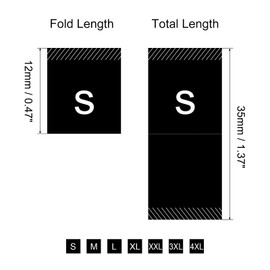 MECCANIXITY Clothing Sewing Size Label, S/M/L/XL/XXL/3XL/4XL Embroidered Label Black for Clothes Garment, Pack of 350