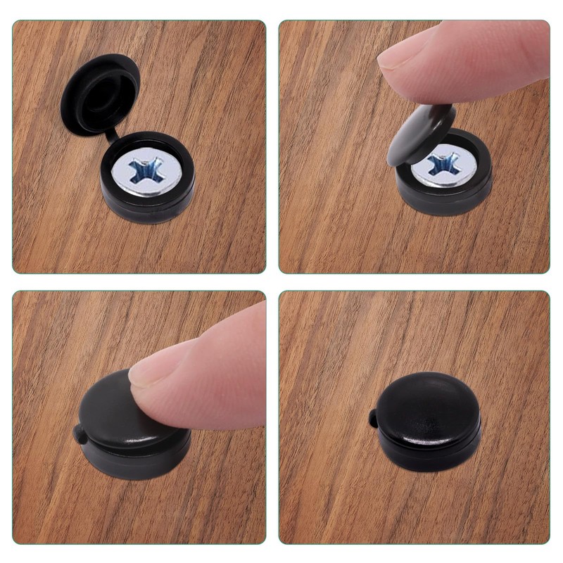 BUXIMN 200pcs Plastic Hinged Screw Covers Caps, Flolding Screw Cap