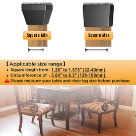 CHWM Square Chair Leg Protectors for Hardwood, 16Pcs Silicone Chair Legs Caps to Prevent Floor from Scratches and Reduce Noise, Easy to Move,(1.5 Inch Black).