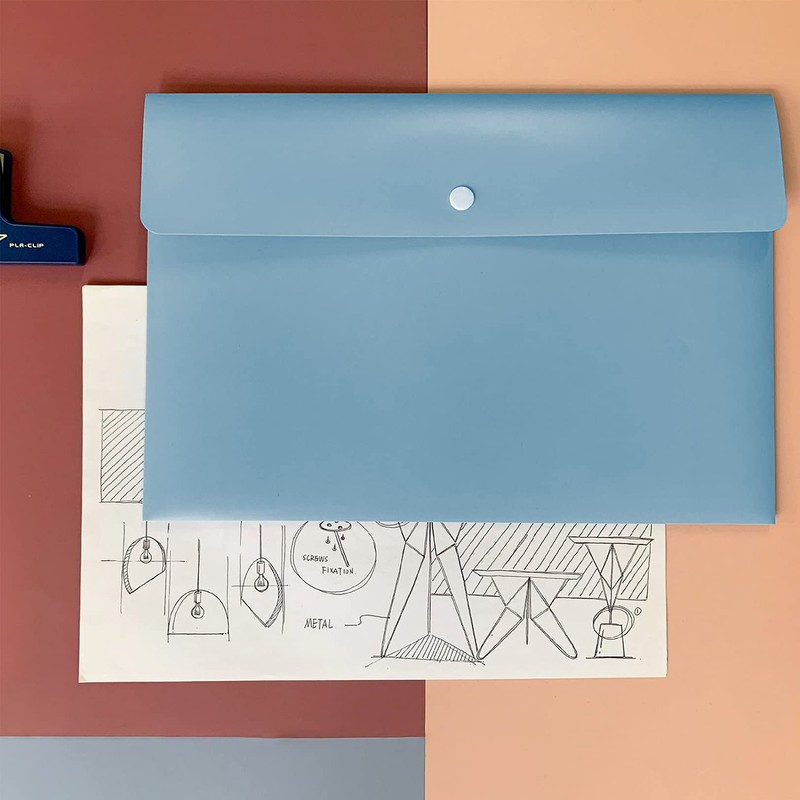 VANRA Plastic Envelope A4 File Case File Bag Button Closure