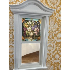 Unbranded Chateau Flower Bouquet Dollhouse Miniature Stained Glass Window Film