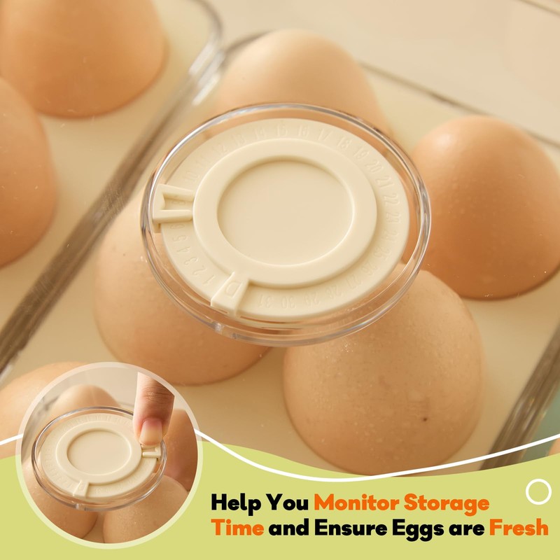 FreshKeeper Stackable Egg Holder for Fridge with Time Scale on