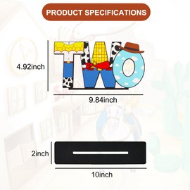 BAOOOFUL Cowboy Two Letter Sign Table Centerpieces for Boy Toy Theme 2nd Birthday Decorations,Cartoon Theme Two Year Old Birthday Supplies Favors Baby Shower Party Photo Booth Props(2 Set)