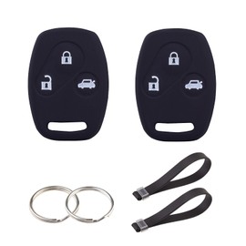 2 piezas para Honda Key Fob, Protector de llave de silicona Accord con llavero compatible con Honda Civic SI Hybrid EX Accord CR-V Pilot Element 2003-2014, accesorios Honda, carcasa de llave de coche negro + negro