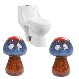 Mushroom Toilet Bolt Caps Porcelain Toilet Bolt Covers Decorative,Fun Toilet Screw Cover Caps,2Pcs Ceramic Mushroom Toilet Screw Caps,Toilet Bowl Bolt Covers for Bathroom Decor,Easy to install (C1)