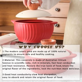 Non-Stick Ceramic Casserole Dish, Clay Pot, Earthen Pot Cookware with Lid, Stockpot for Stew, Soup, Steam, Oven Safe-Heat Resistant