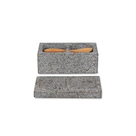 Salt & Pepper Pinch Pot by Garden Trading | Crafted in Granite | H5 X W11 X D6cm