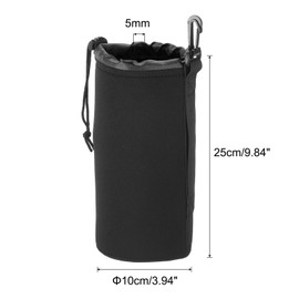 PATIKIL Camera Lens Bag 9x25cm Drawstring Lens Pouch with Thick Protection Neoprene Lens Case for DSLR Camera Lens Water Coffee Cup Black, Modern