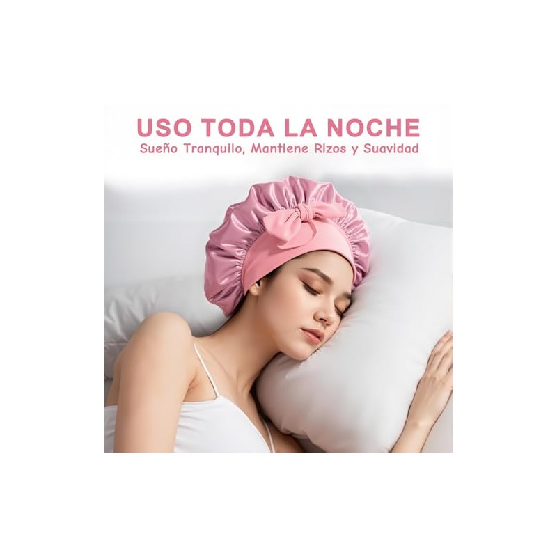QYIKLPY Gorro De Satín Para Cabello Rizado, Gorro De Seda