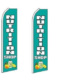 Nutrition Shop King Size Polyester Swooper Flag Pack of 2  (HARDWARE NO INCL