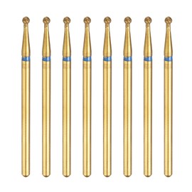 sourcing map 8pcs 120-140 Grits Diamond Grinding Bit 2mm Ball Head 2.35mm Shank 2mm Length Titanium Plated Stone Sanding Drill Bits Rotary Tool for Nails Grinding Polishing