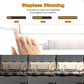 VST Under Cabinet Lighting Kit Plug in,Wired 4Pcs (16.5inch/420mm) Wired Dimmable Ultra-Thin LED Lights with Touch Control, Super Bright for Kitchen Counter Closet Shelf Lights(Cool White 6500K)