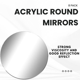 CEUQIESO 8 Pack Acrylic Round Mirrors, 6 inch Circle Mirror Tiles Self Adhesive Mirror Stickers for Wall Home Living Room Bedroom Decor, Small Mirrors for Crafts (Thickness 1 mm) (6 inch/15cm)