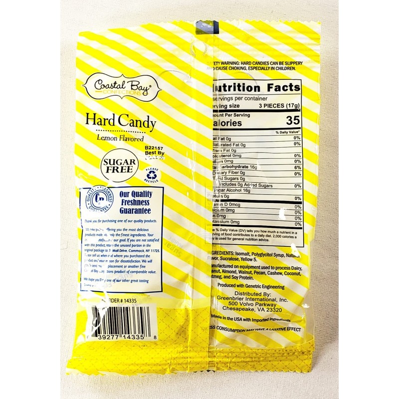 Hard Candy, Lemon-flavored, Sugar Free