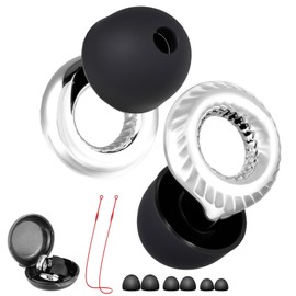 Ear Plugs 28dB SNR Noise Cancelling for Sleeping, Work, Concerts, Travel, Side Sleepers, Aviation, Reusable with Magnetic Anti-Loss Lanyard & Carry Case, 8 Ear Tips in XS/S/M/L (Silver, XS/S/M/L)