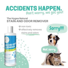 Hygea Natural Stain and Odor Eliminator, Pet Odor and Stain Remover for Urine & Vomit, Spot Carpet Cleaner for Small Animal, 16 Oz