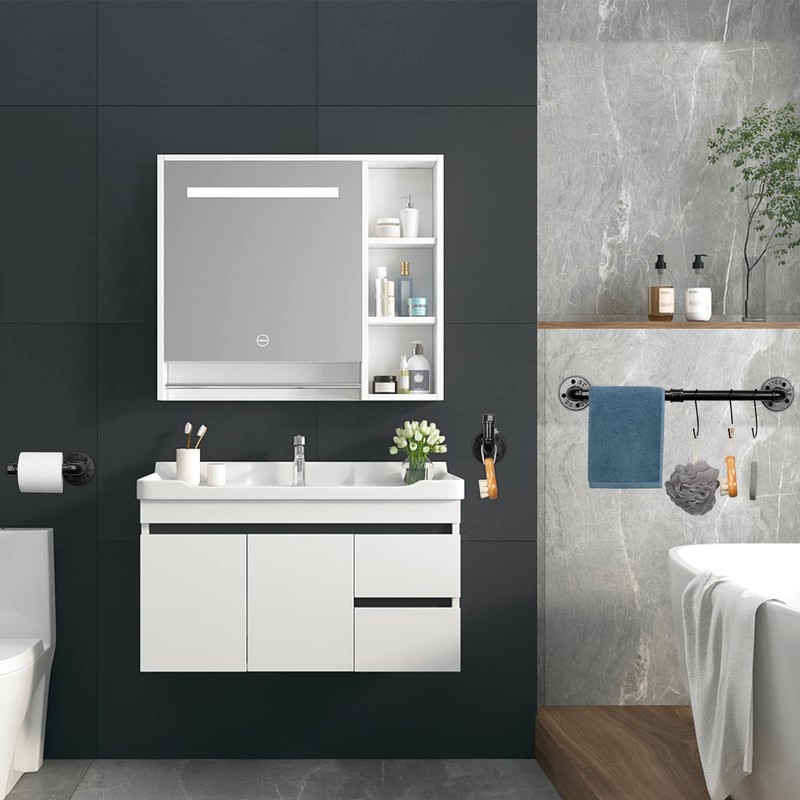 Livabber 5 Pieces Industrial Pipe Bathroom Towel Rack Set, Bathroom