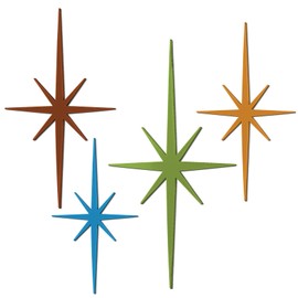 Blulu 4 Pcs Cast Iron Starburst Wall Decor Mid Century Modern Decor Retro 8 Pointed Atomic Stars Metal Wall Art Elegance Accents Easy Install Finish Hangings for Home Office Room (Modern)