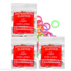 Neon non-Latex 3 Packs 300 counts 1/4inch Light Intraoral Elastic Bands Orthodontic Elastics Dental Rubber Bands Made in US (Light [2.5oz], 1/4inch, 6.4mm)
