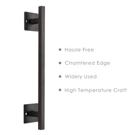 Homode 12 Inch Sliding Barn Door Handle, Matte Black Iron Steel Pull Handle Hardware, Rustic Square Style, for Barndoor, Gate, Garage