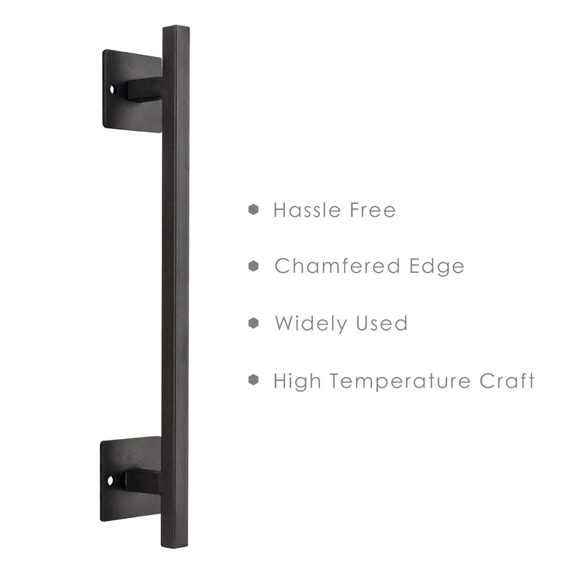 Homode 12 Inch Sliding Barn Door Handle, Matte Black Iron