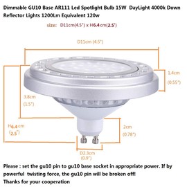 QLEE Ar111 15w Gu10 Base Spot Lighting Dimmable Led Spotlight Bulb 15w Day Light 4000k 15leds Ac 120v Downlight Reflector Lights 1200lm Equivalent 120w Halogen Light Bulbs Flood Lamp