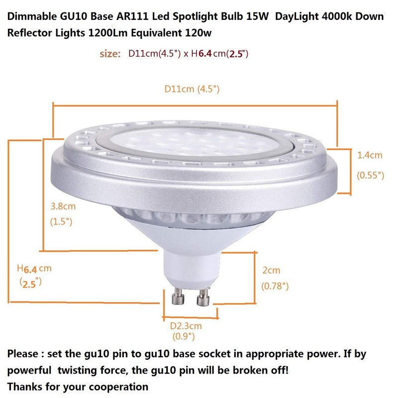 QLEE Ar111 15w Gu10 Base Spot Lighting Dimmable Led Spotlight