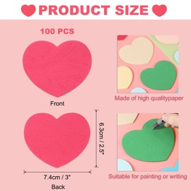 MECCANIXITY 100 Pcs Heart Cutouts, 3 x 2.5 Inch Cut-Outs Paper Heart Shaped Die Cut Paper Cards Classroom Decor for Valentine's Day, Wall Decor, Art Supplies, Bulletin Board, Rose Red