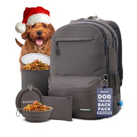 Dog Travel Bag for Supplies - Complete Doggy Diaper Bag Backpack - Ideal Gift for Dog Lovers, Doggy Moms & Dads for Christmas - Laptop Sleeve, 2 BPA-Free Bowls, Food Container, Treat Pouch: Dk Grey