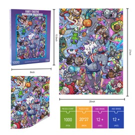 TAOZI&LIZHI The Original 1000 Piece Puzzle, Fart-Tastic Rainbow Universe, No Dust Leisure Animal Puzzle, Colorful Funny Art Puzzle for Adults Painting, Perfect Gag Gift, 20 x 27 inches
