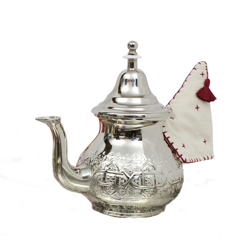 Moroccan Teapot Holder 100% Cotton with Burgundy Tassel Handmade Hand