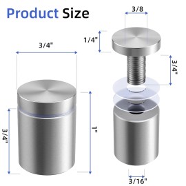 IOQ 20Pack Standoff Screws (3/4 in Dia x 3/4 in L) Stainless Steel Standoff Mounting