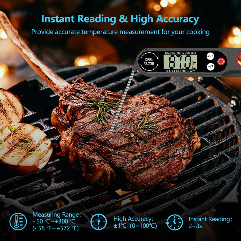 MOXYOY Meat Thermometer Probe, Digital Food Thermometer with Backlight LCD