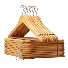 BLAUMORNIN Wooden Coat Hangers 20 Pack Adults Suit Hanger with Antislip Notches and 360° Swivel Hook Clothes Rack for Shirts, Jackets,Sweater,Pants, Natural Color