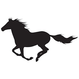Galloping Horse Silhouette 6" Vinyl Sticker Car Decal (6" White)