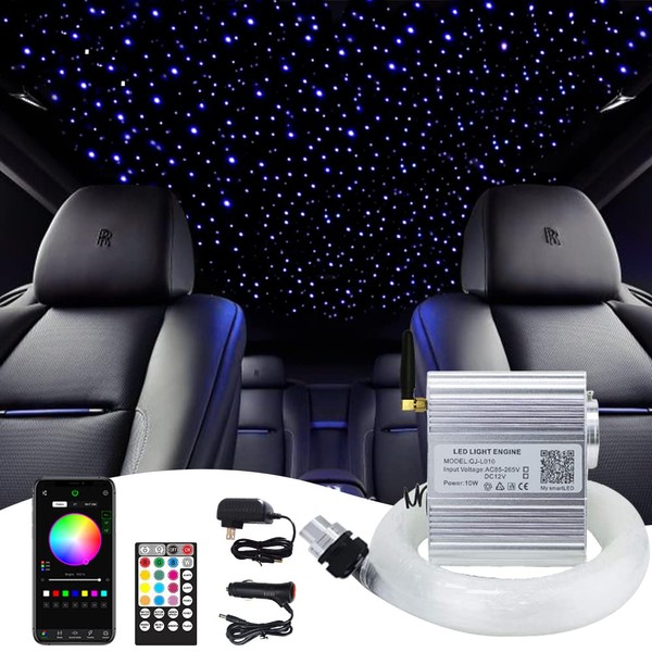 RGBW Twinkle Star Fibre Optic Roof Light Kit for Car Headliner - 160pcs, 0.03in, 6.5ft with Music Sound Sensor, Light Source for Car & Home Ceiling Décor