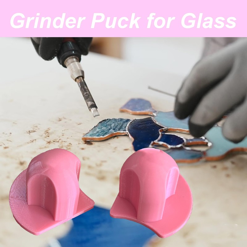 2Pcs Grinder Pucks Stained Glass, Finger Saver Accessories