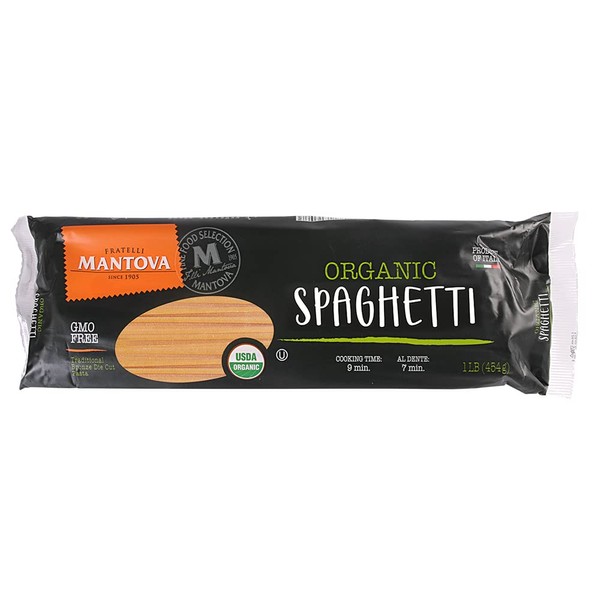 Mantova Organic Spaghetti Pasta - Non-GMO Italian Imported Pasta - 1 lb. Packs (Quantity of 6)