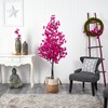 Nearly Natural 6ft. Pink Artificial Bougainvillea Tree with Handmade Jute