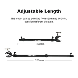 Accsoon Camera Slider Support Arm(2 Arms in), Adjustable Tripod Stability Arm for Increasing Stability in Aluminum Alloy Extendable Pole for Slider Rail Track with C Clamp and Ballhead
