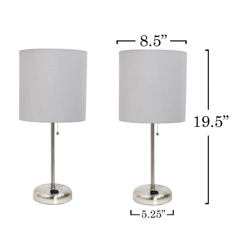 Simple Designs LT1144-GRY-2PK 19.5" 2-Pack Sleek and Slender Brushed Steel
