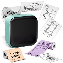 Print Pods Mini Printer, Sticker Maker Machine M02X, Mini Portable Pocket with Sticker, Bluetooth Inkless Receipt for Phone, Thermal Portable Printer for Journal, DIY，Note, Photos, Learning, Green