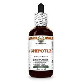 Chipotle (Capsicum Annuum) Dry Whole Pepper Glycerite, Made in Hawaii, Organic Raw Materials, All Natural, Vegan, Lab Tested Alcohol-Free Liquid Extract - 2 fl.oz