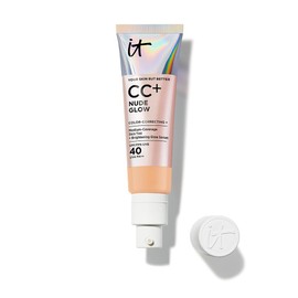 It Cosmetics CC Cream Nude Glow con Protector Solar FPS 40 + Suero Iluminador – Base de maquillaje con Niacinamida, Ácido Hialurónico, Cobertura Alta, Acabado Luminoso Natural, 32 ml
