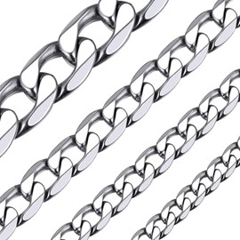 ChainsHouse Men Women 4mm Stainless Steel Necklace Hip Hop Jewelry Choker Curb Cuban Link Chain Necklace, Fashion Jewelry, 14 Inch
